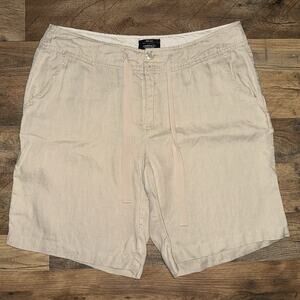 Jones New York JNY Women's 100% Linen Shorts Tan Walking Summer Size 10